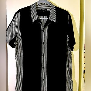 Black and White Short Sleeve Button Down